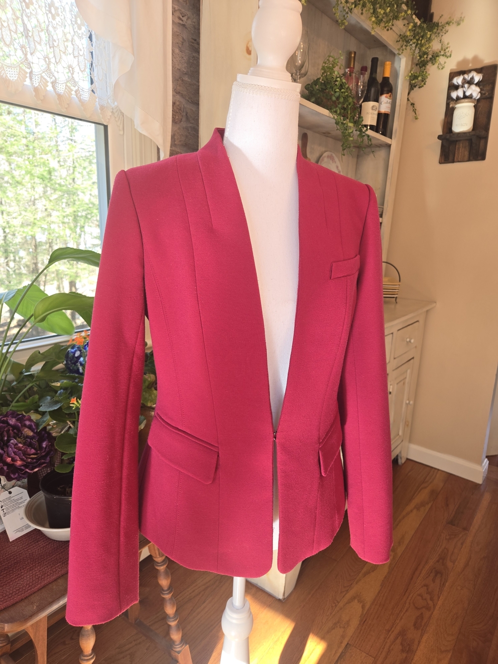 White House Black Market Pink Open-Front Tailored Blazer